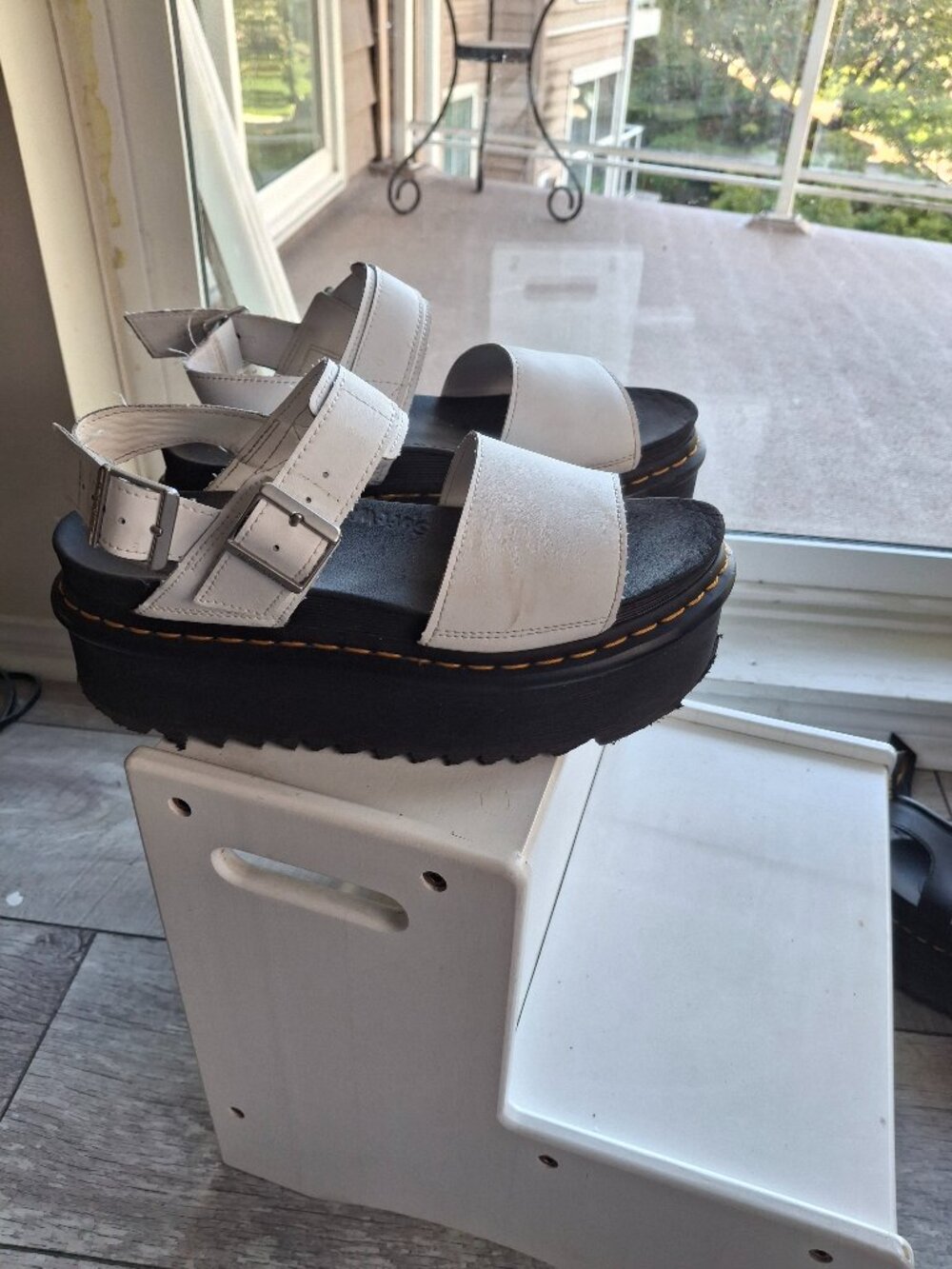 Womens white Doc Martens platform sandals